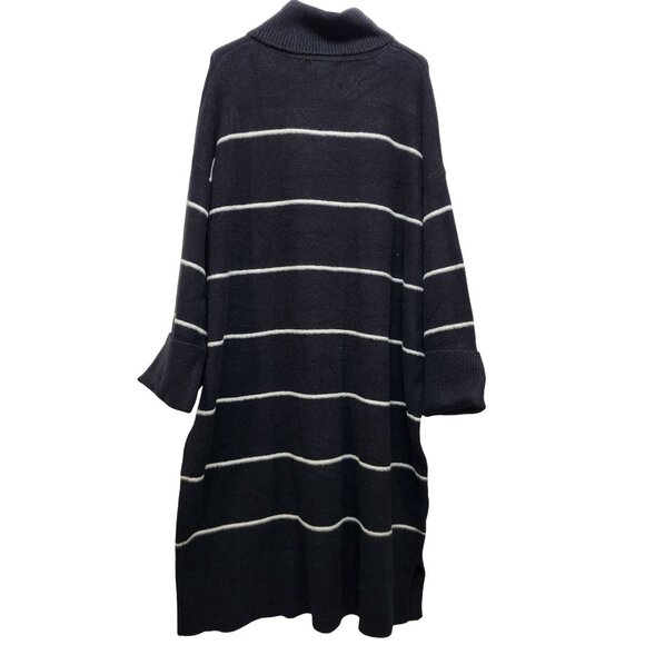 Ava & Viv Size 2X Black & White Striped Turtleneck Sweater Dress - Picture 6 of 7